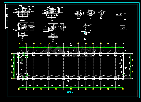 某单层钢结构厂房结构cad设计图